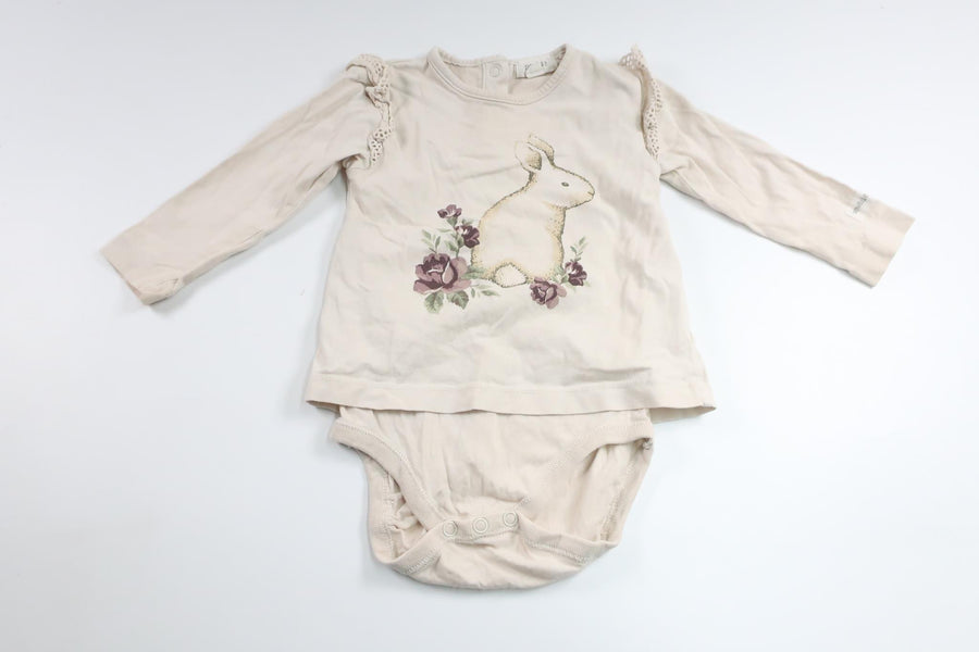 Trøje med indbygget krop fra Newbie - Størrelse 74 - Off-white