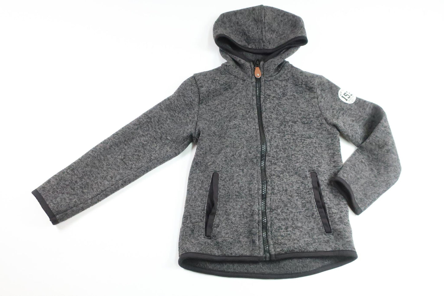 Fleecejakke med hætte fra H&M - Størrelse 110/116 - Grå