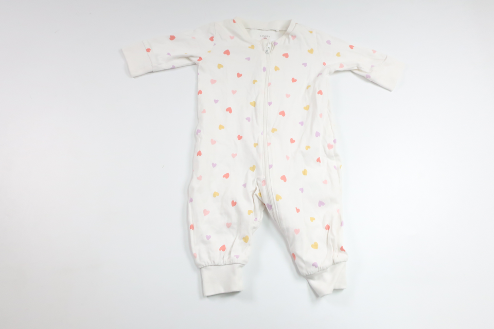 Pyjamas med hjerter fra Lindex - Størrelse 56 - Hvid