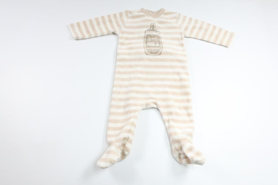 Stribet fleecepyjamas fra Zara - Størrelse 68 - Beige