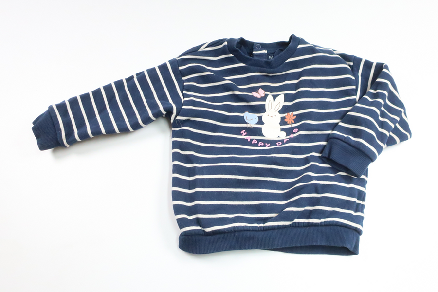 Stribet sweatshirt fra M&S - Størrelse 80 - Marineblå