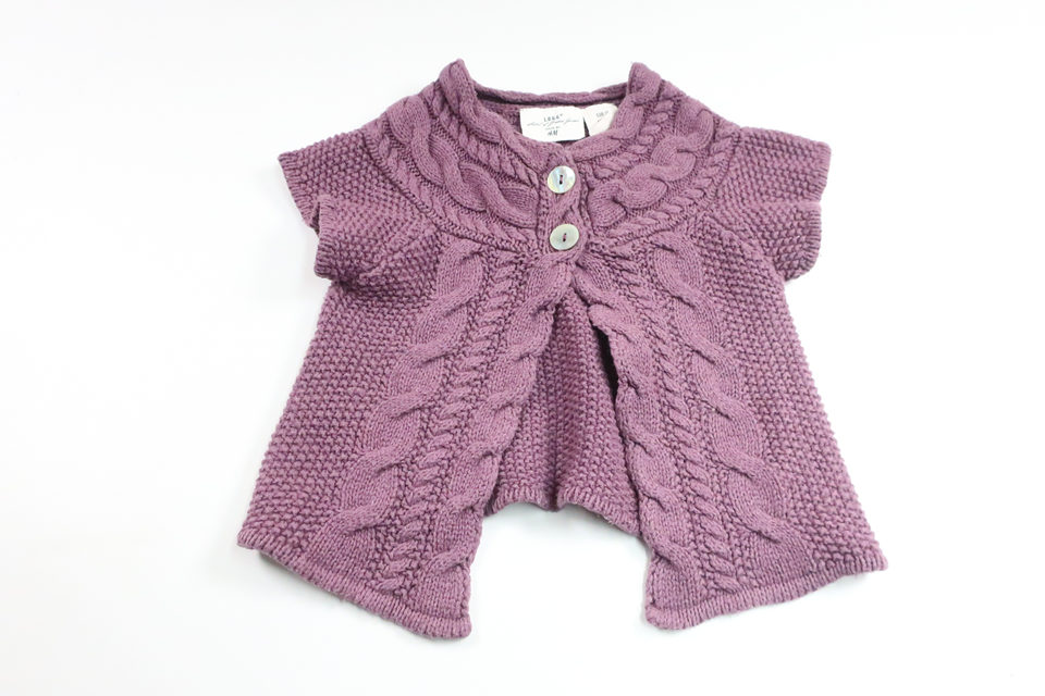 Strikket cardigan fra H&M - Størrelse 74 - Lilla