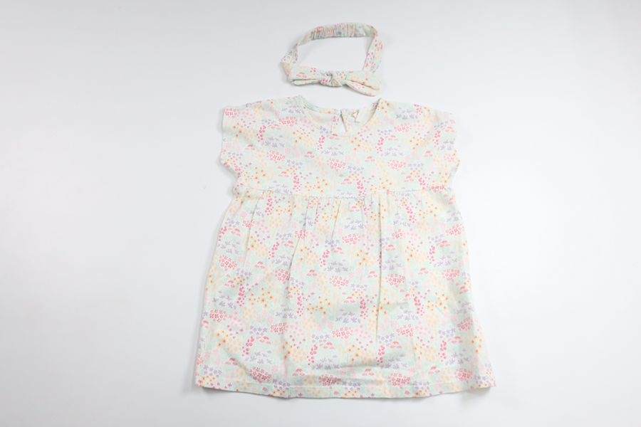 Blomsterkjole med matchende pandebånd fra H&M - Størrelse 80 - Hvid