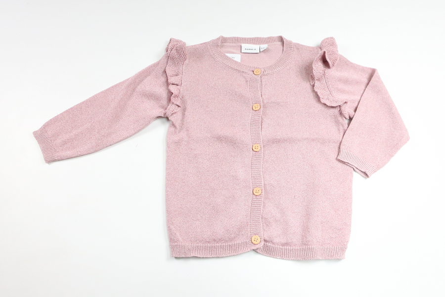 Glitrende cardigan fra Name It - Størrelse 74 - Lyserød