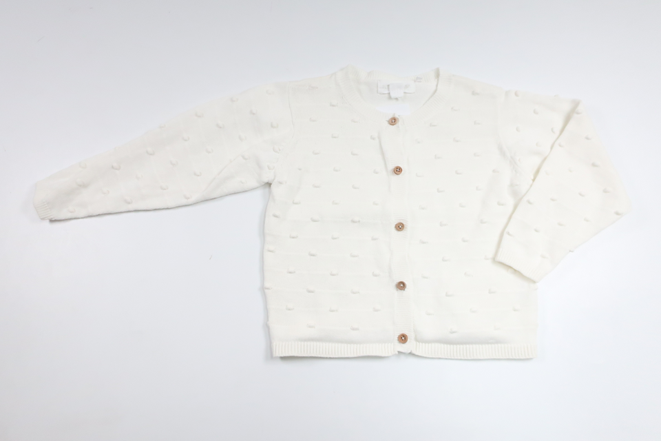Prikket cardigan fra Petter & Kajsa - Størrelse 74/80 - Hvid