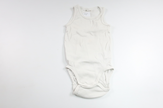 Ribbet hørbody fra H&M - Størrelse 80 - Hvid