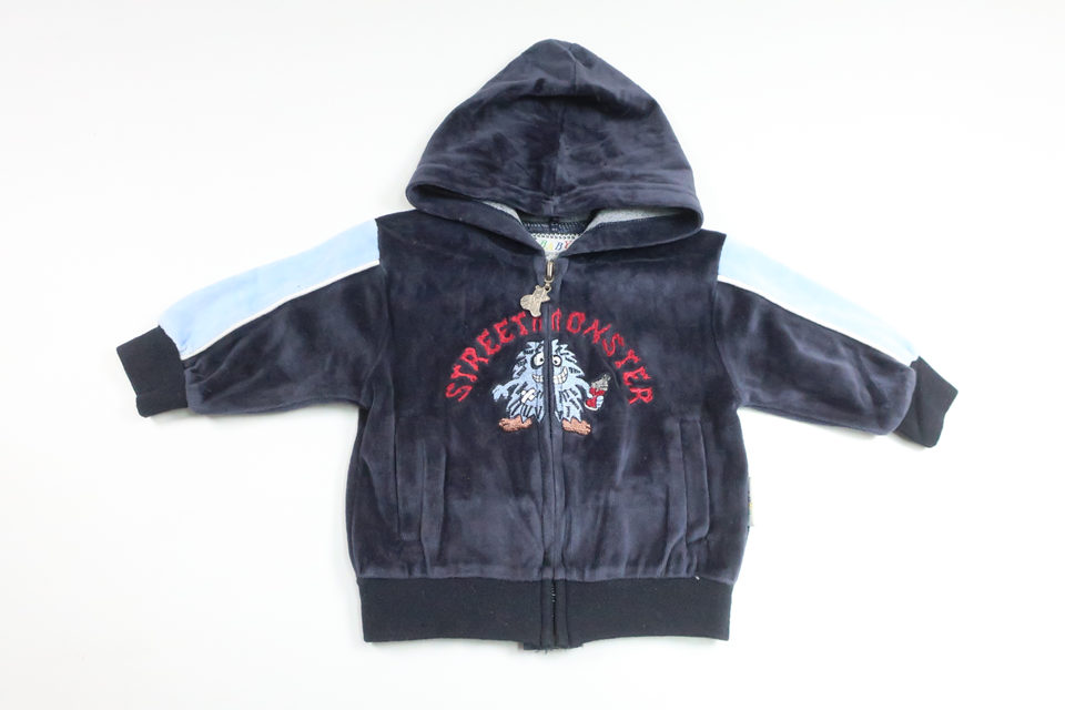 Fleecejakke med hætte fra Petter & Kajsa - Størrelse 68 - Marineblå