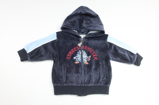 Fleecejakke med hætte fra Petter & Kajsa - Størrelse 68 - Marineblå