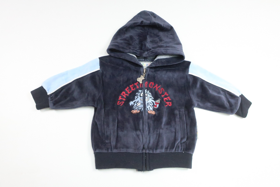 Fleecejakke med hætte fra Petter & Kajsa - Størrelse 68 - Marineblå