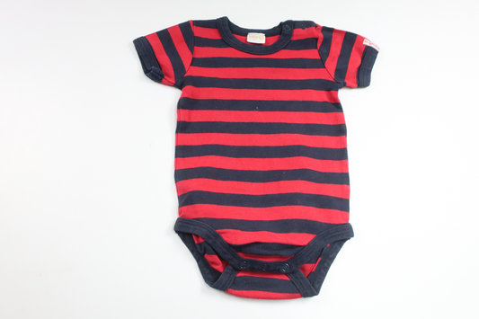 Stribet bodysuit fra Lindex - Størrelse 74 - Rød