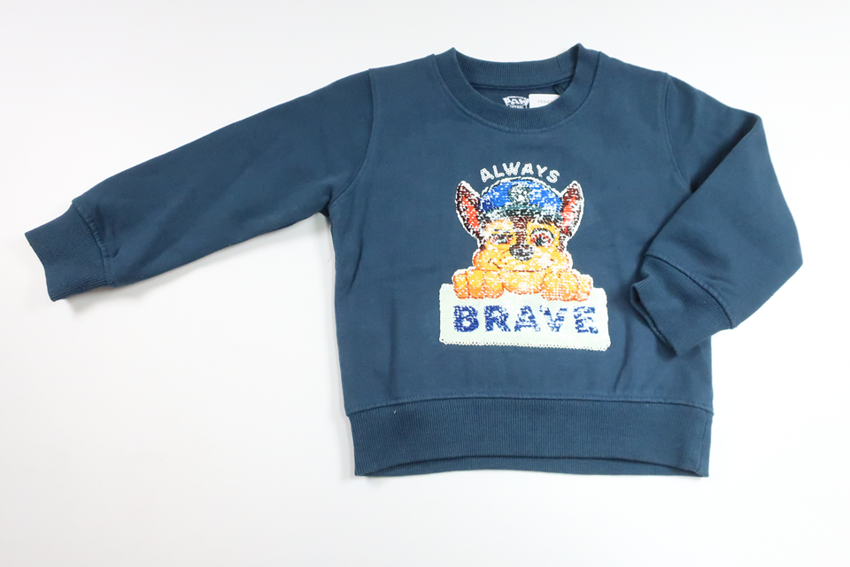 Sweatshirt med Paw Patrol og vendbare pailletter fra Cool Club by Smyk - Størrelse 92 - Blå