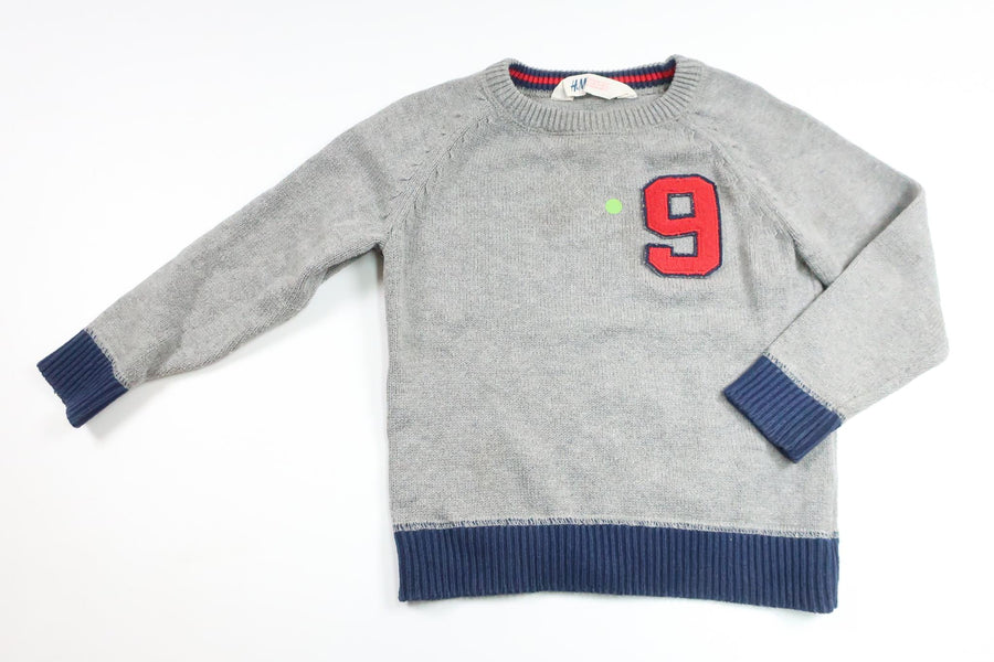 Strikket sweater fra H&M - Størrelse 98/104 - Grå