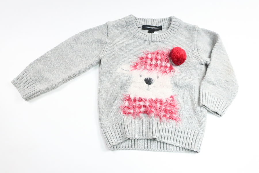 Strikket sweater fra My Wear Baby - Størrelse 80 - Grå
