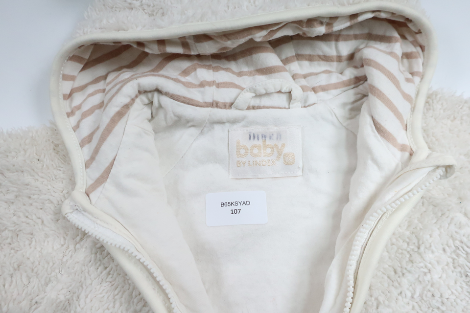Fleecejakke med hætte fra Lindex - Størrelse 86 - Hvid