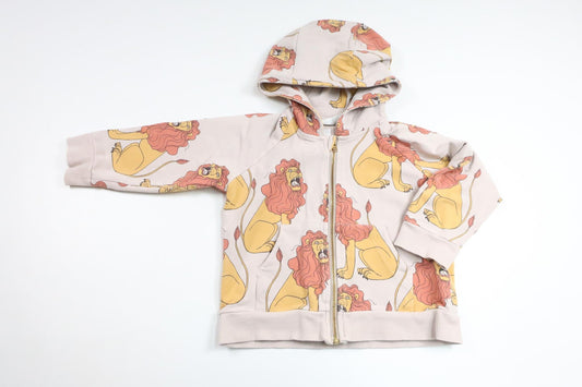 Hættejakke med løve fra Mini Rodini - Størrelse 80/86 - Beige