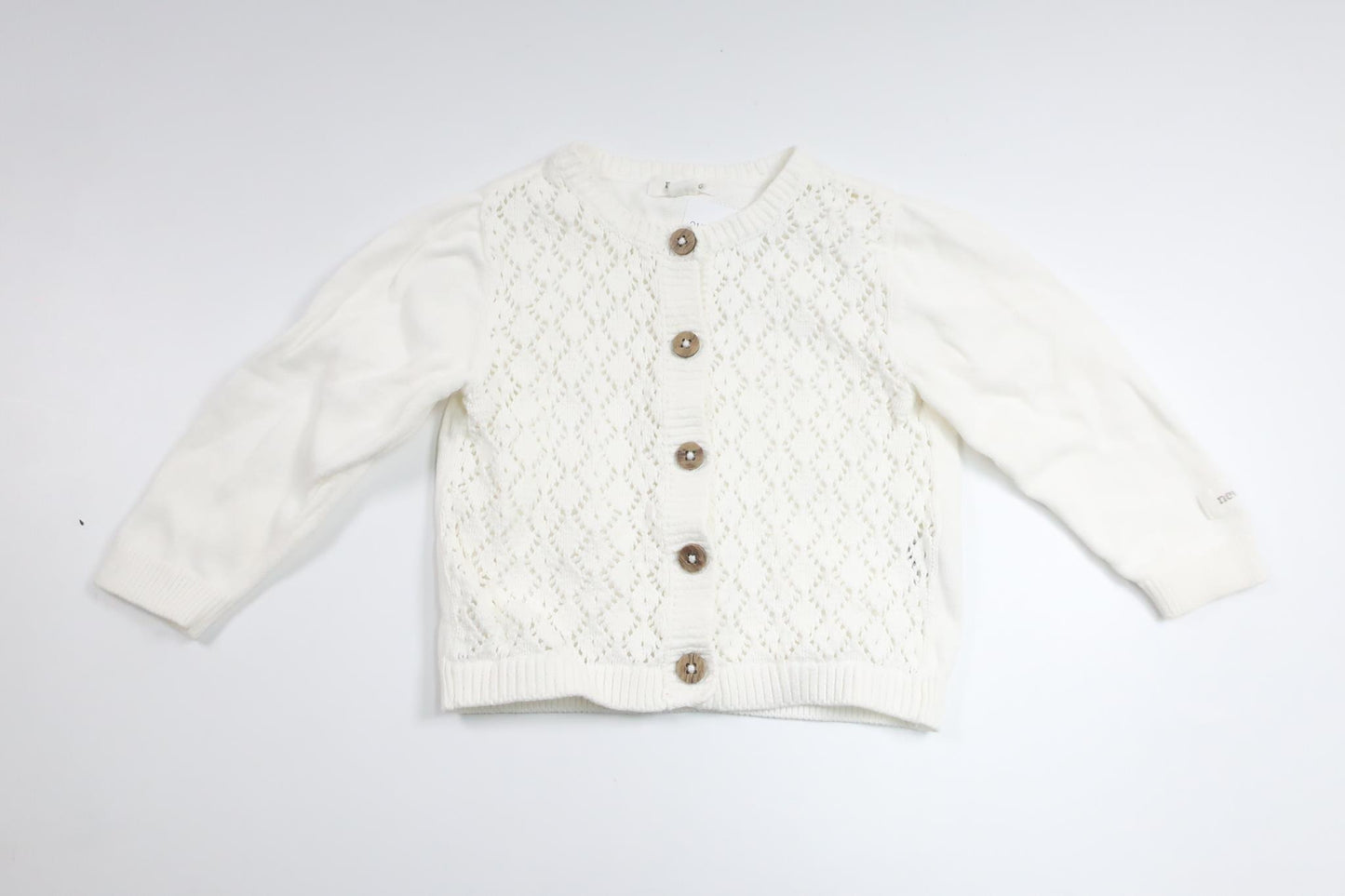 Strikket cardigan fra Newbie - Størrelse 68 - Hvid