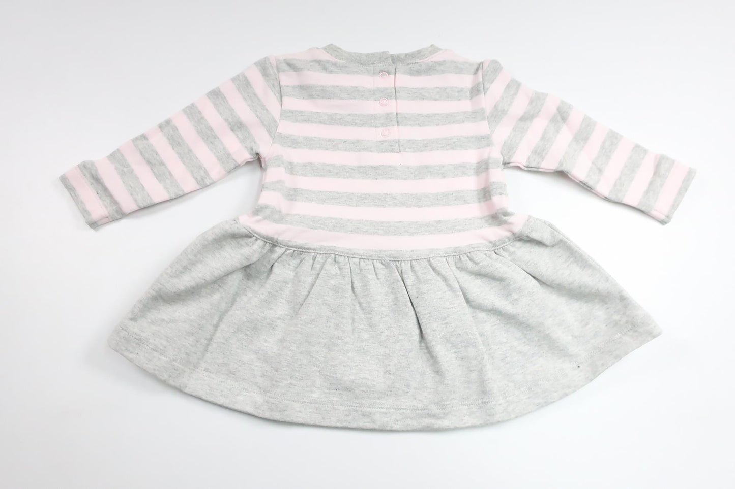 Stribet kjole med kanin fra My Wear Baby - Størrelse 68 - Grå