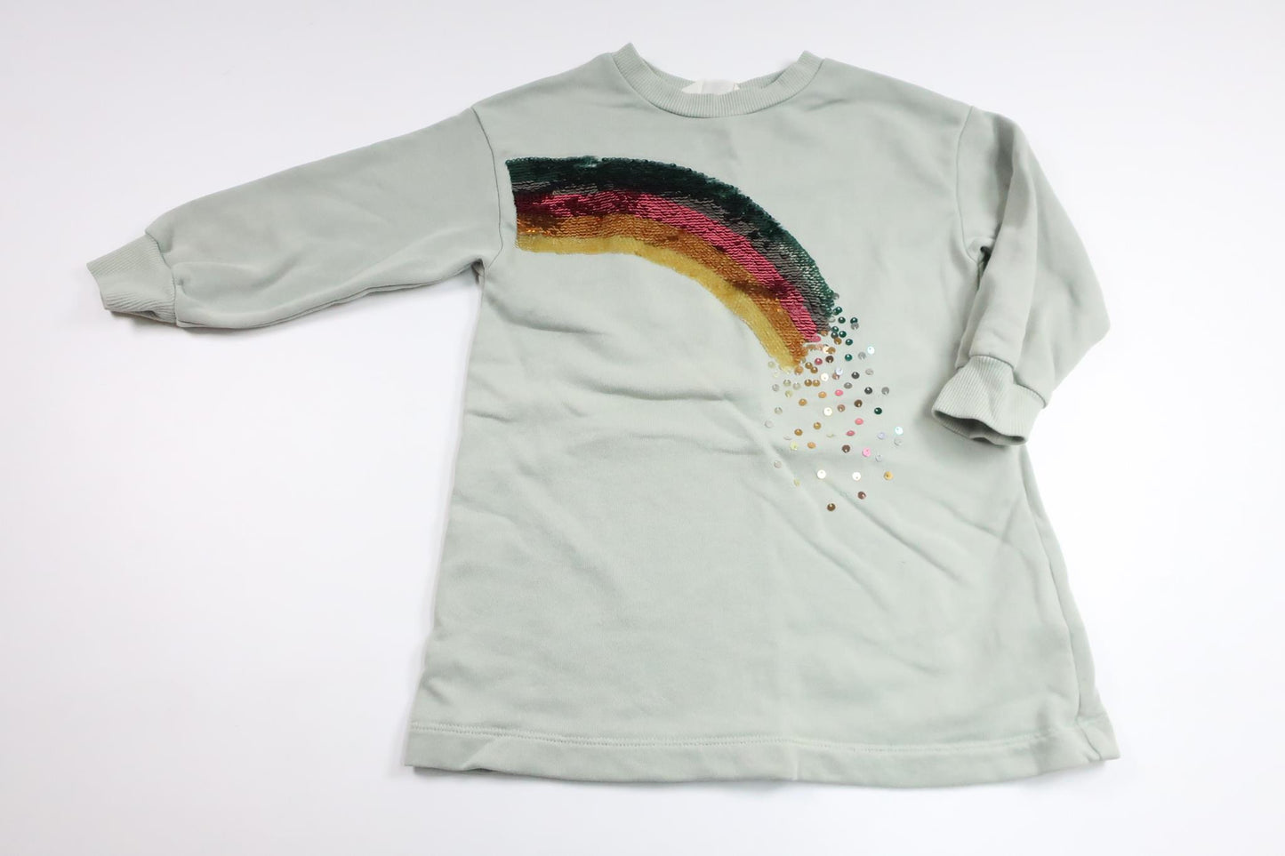 Sweatshirtkjole med vendbare pailletter fra H&M - Størrelse 104 - Grøn