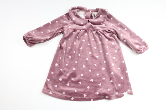 Velourkjole med hjerter fra Lindex - Størrelse 74 - Lilla