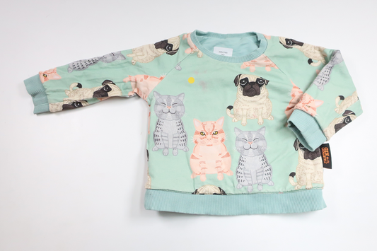 Vendbar sweatshirt med hunde fra Filemon Kid - Størrelse 92/98 - Blå