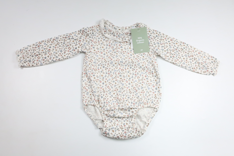 Blomsterbody fra H&M - Størrelse 74 - Hvid