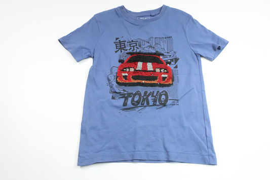 Sweater med vendbare pailletter fra Next - Størrelse 122 - Blå