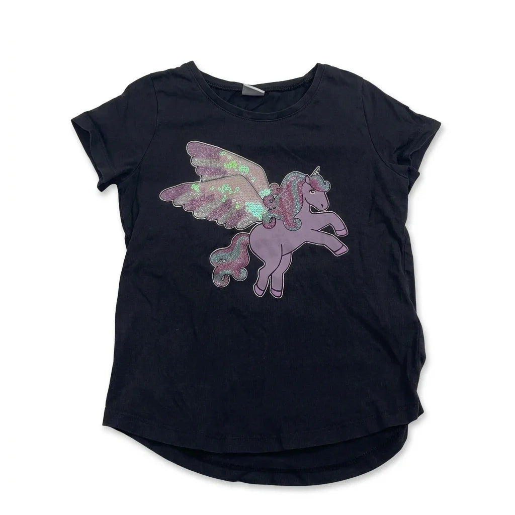 Mönstrad t-shirt från Lindex - Storlek 110 - Glittrig