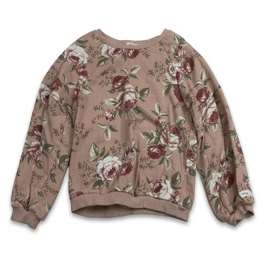 Blomstret sweatshirt fra Newbie - Størrelse 110/116 - Rosa