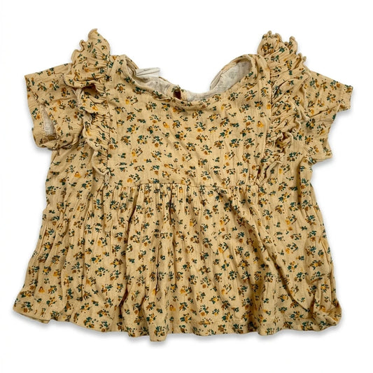 Blommig tunika - Storlek 98/104 - Beige