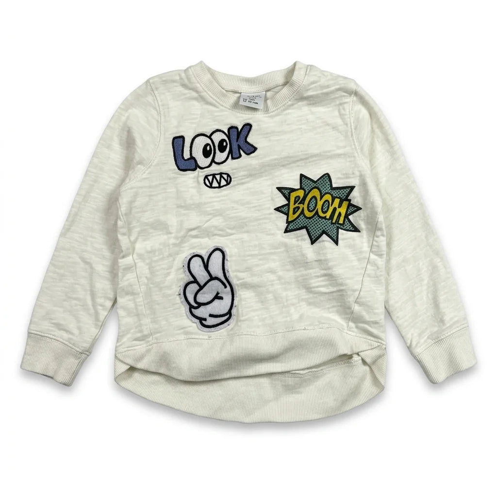 Mönstrad sweatshirt från Lindex - Storlek 80 - Vit
