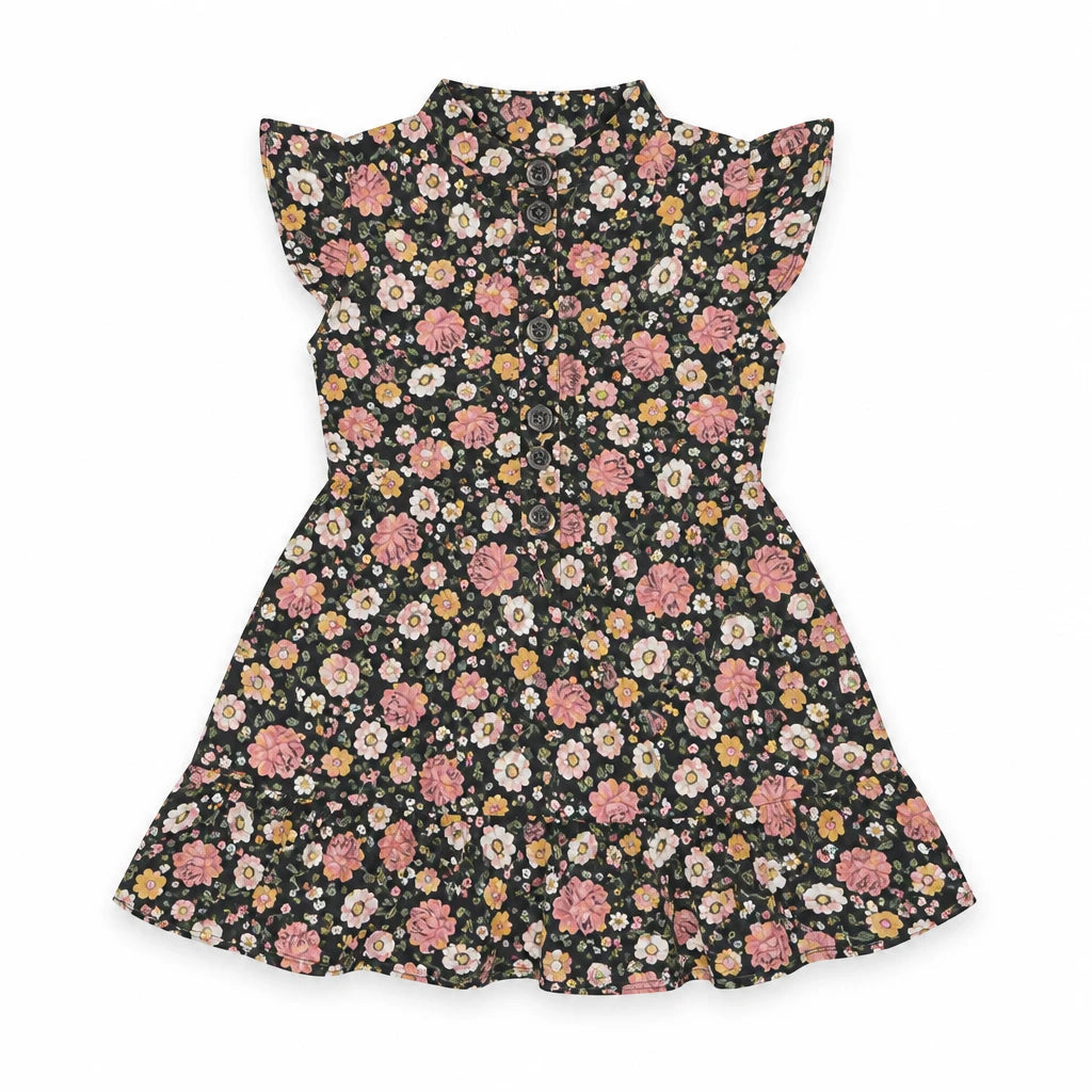 Blommig jumpsuit från Lindex - Storlek 128 - Svart