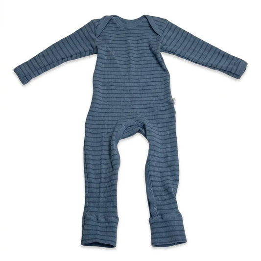 Randig onesie i 100% ekologisk ull från Dilling - Storlek 80 - Blå