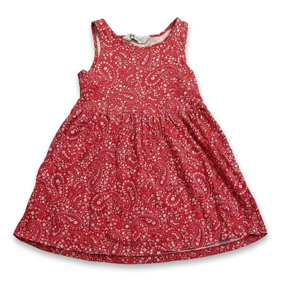 Blomstret kjole fra H&M - Størrelse 98/104 - Rød