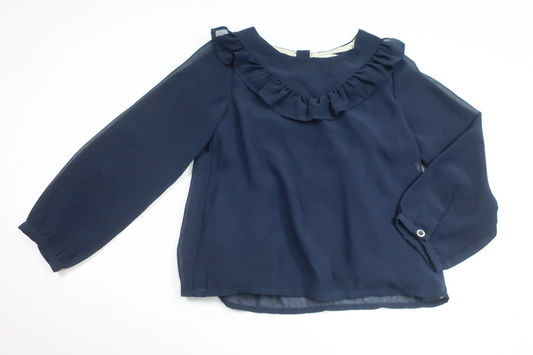 Bluse med flæser fra Primark - Størrelse 110 - Marineblå