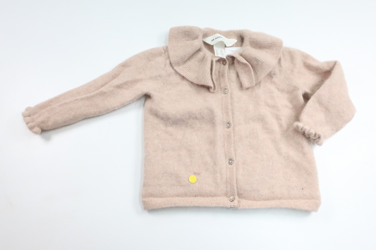 Kofta med flæser i 100% kashmir fra H&M - Størrelse 86/92 - Beige