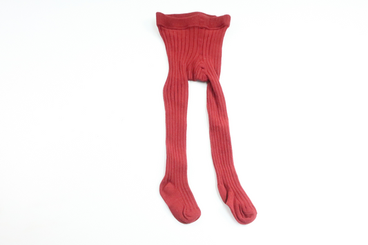 Ribbede strømpebukser fra H&M - Størrelse 68 - Vinrød