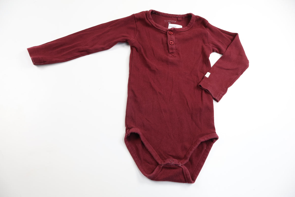Ribbad body från Tiny One - Storlek 80 - Vinröd