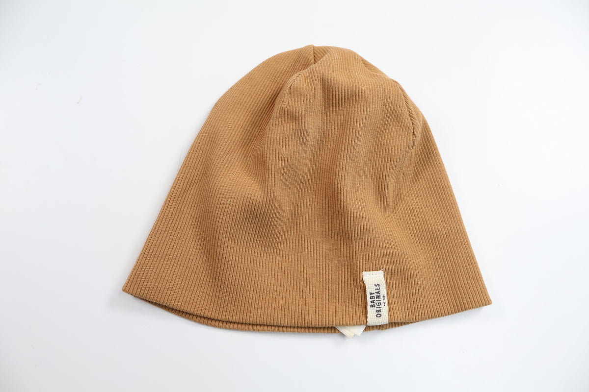 Ribbstickad mössa från H&M - Storlek 62/68 - Brun