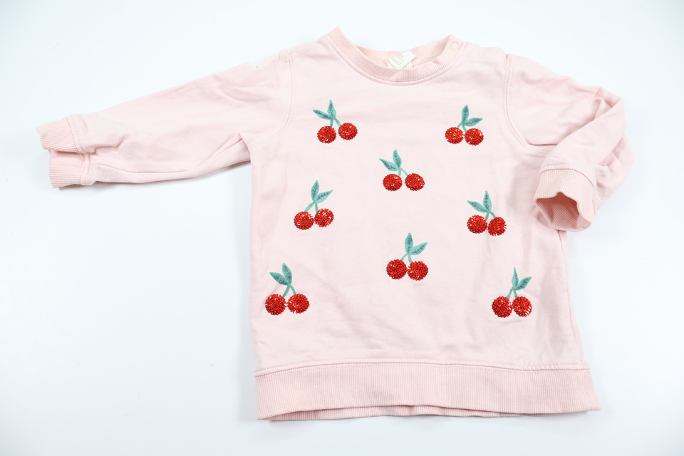 Sweatshirt med kirsebær fra H&M - Størrelse 74 - Rosa