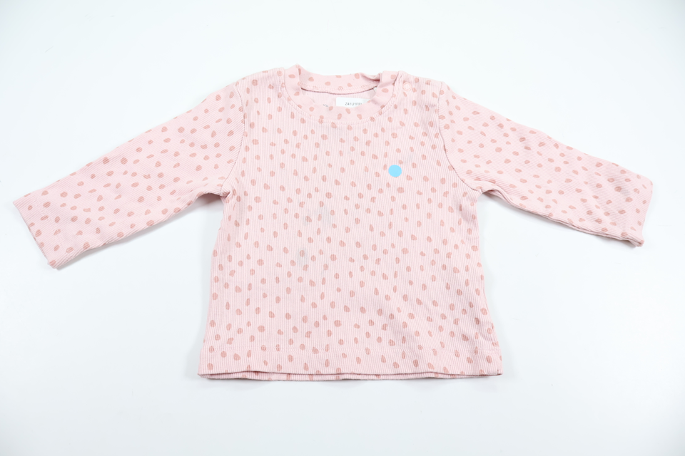 Ribstrikket trøje fra ICA I Love Eco - Størrelse 74 - Rosa