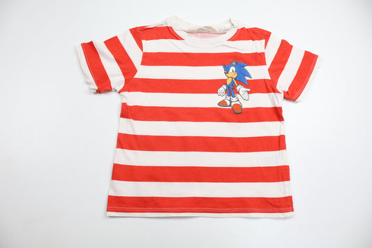 Randig t-shirt med Sonic The Hedgehog från H&M - Storlek 98/104 - Röd