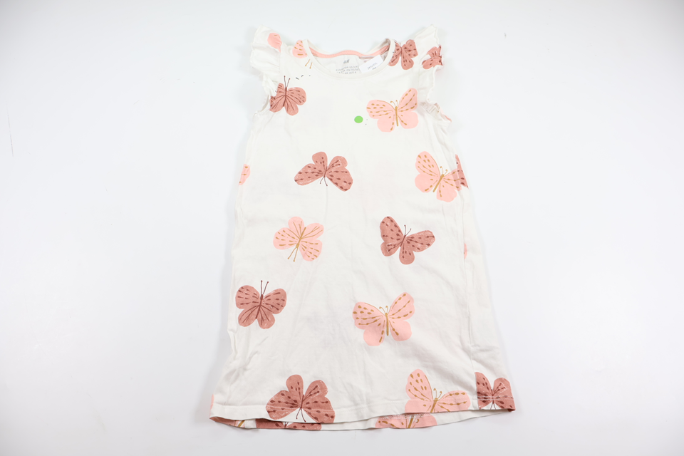 Natskjorte med sommerfugle fra H&M - Størrelse 98/104 - Hvid