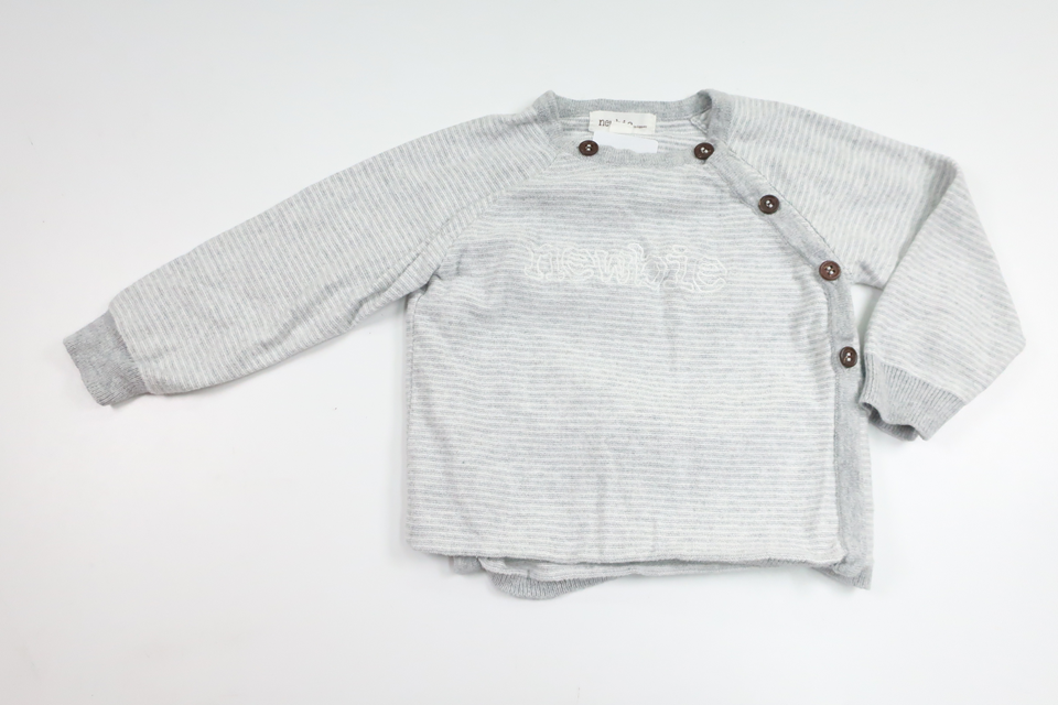 Strikket sweater fra Newbie - Størrelse 74 - Grå