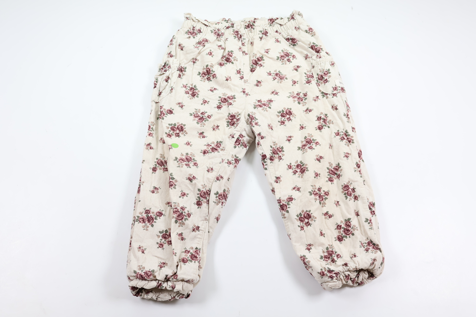 Blomstrede forede bukser fra Newbie - Størrelse 98 - Beige