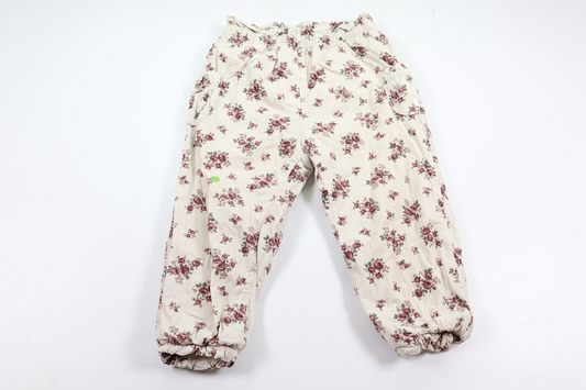 Blomstrede forede bukser fra Newbie - Størrelse 98 - Beige