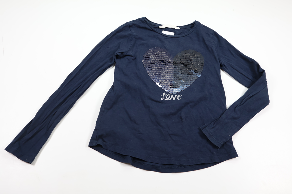 Trøje med pailletter fra H&M - Størrelse 134/140 - Marineblå