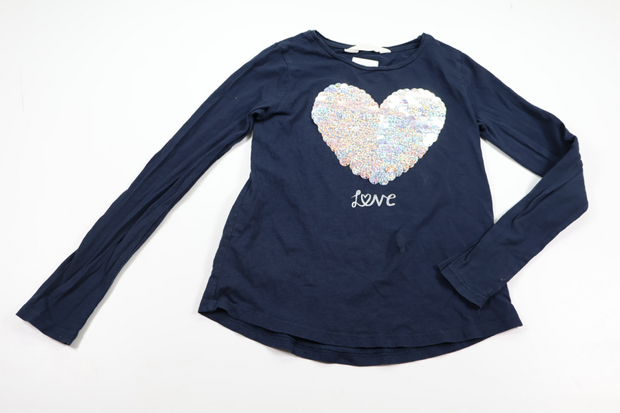 Trøje med pailletter fra H&M - Størrelse 134/140 - Marineblå