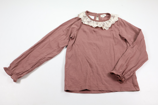Bluse med blondekrave fra Newbie - Størrelse 122/128 - Lilla