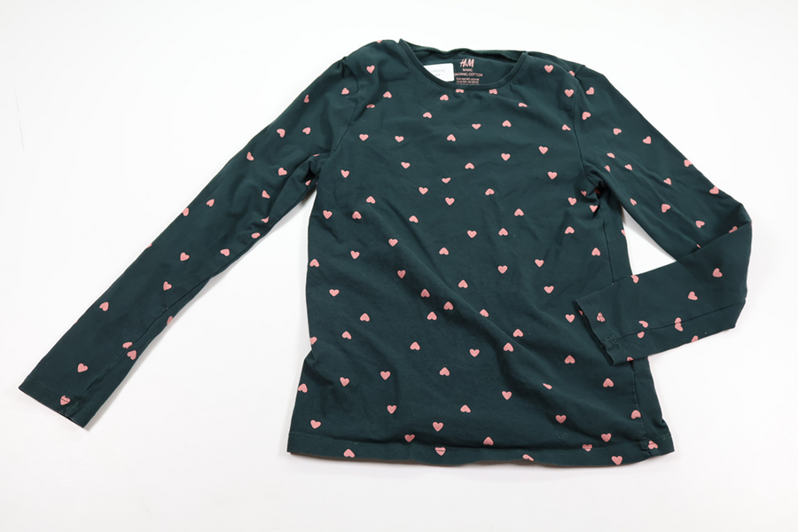 Trøje med hjerter fra H&M - Størrelse 134/140 - Grøn