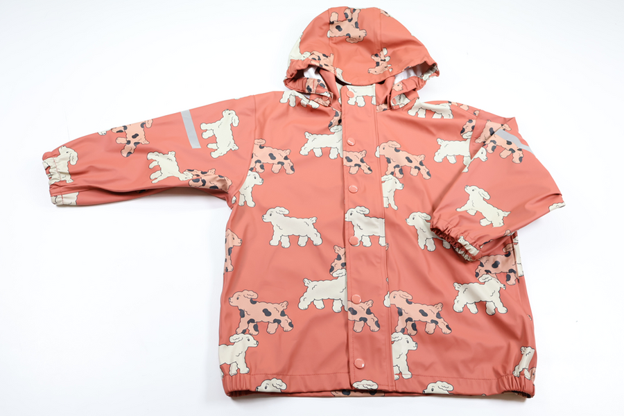 Regnjakke med hunde fra FIX by Lindex - Størrelse 116 - Rosa